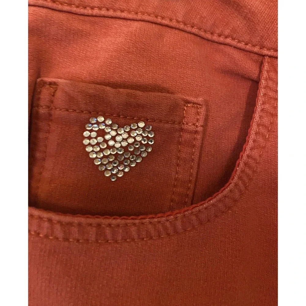 Women’s Quacker Factory Dram Jeannes Size 12 Heart Rhinestone Bling Stretch - Picture 7 of 8